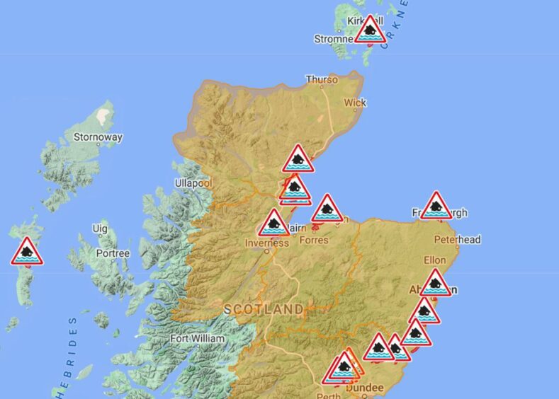 Scottish Environment Protection Agency (Sepa) has issued a total of 18 flood warnings and 11 alerts across the country. 