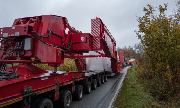 The wide load vehicle is stuck on the the Braes of Enzie on the B9016 Keith to Buckie road.