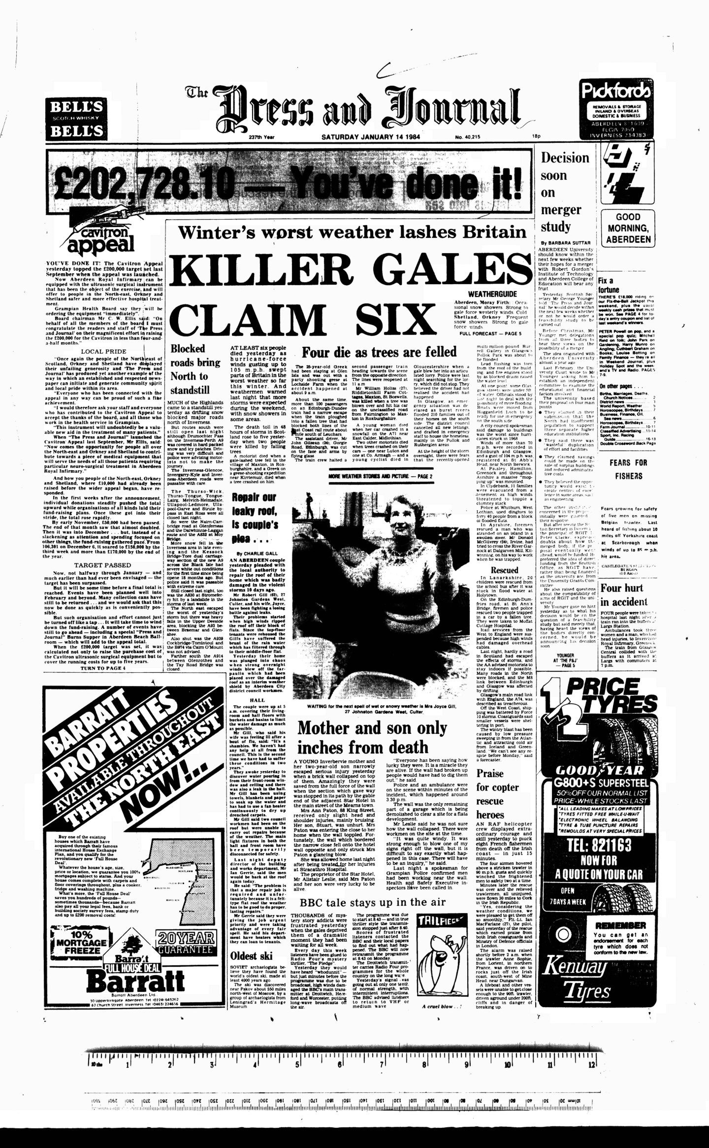 Newspaper frontpage detailing that the Cavitron appeal had reached its goal