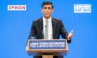 Rishi Sunak delivers his keynote speech at the Conservative Party annual conference at Manchester Central convention complex. Image: PA