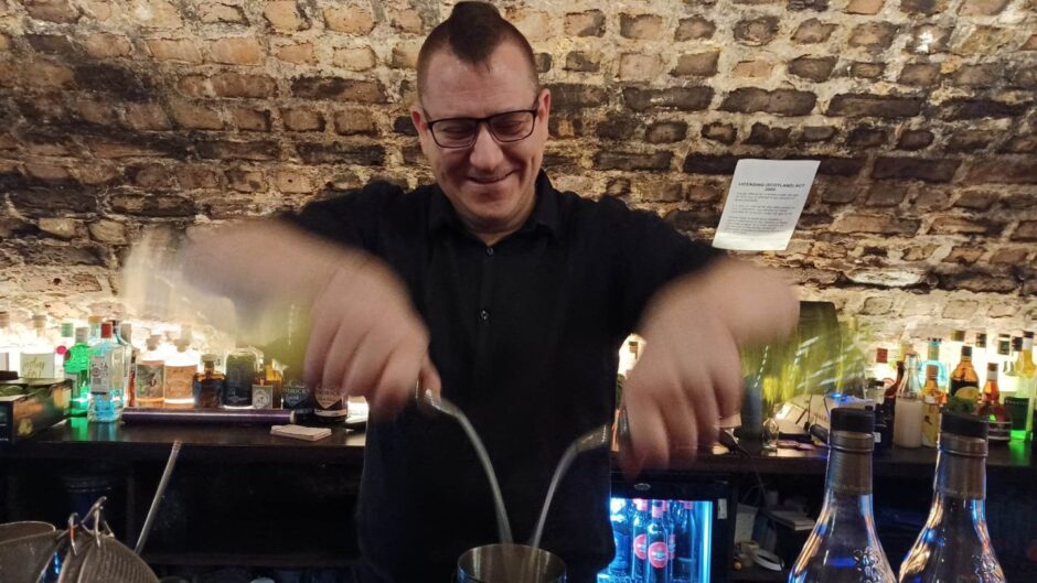 Milo, a master cocktail maker at The Old Workshop Bar in Aberdeen.