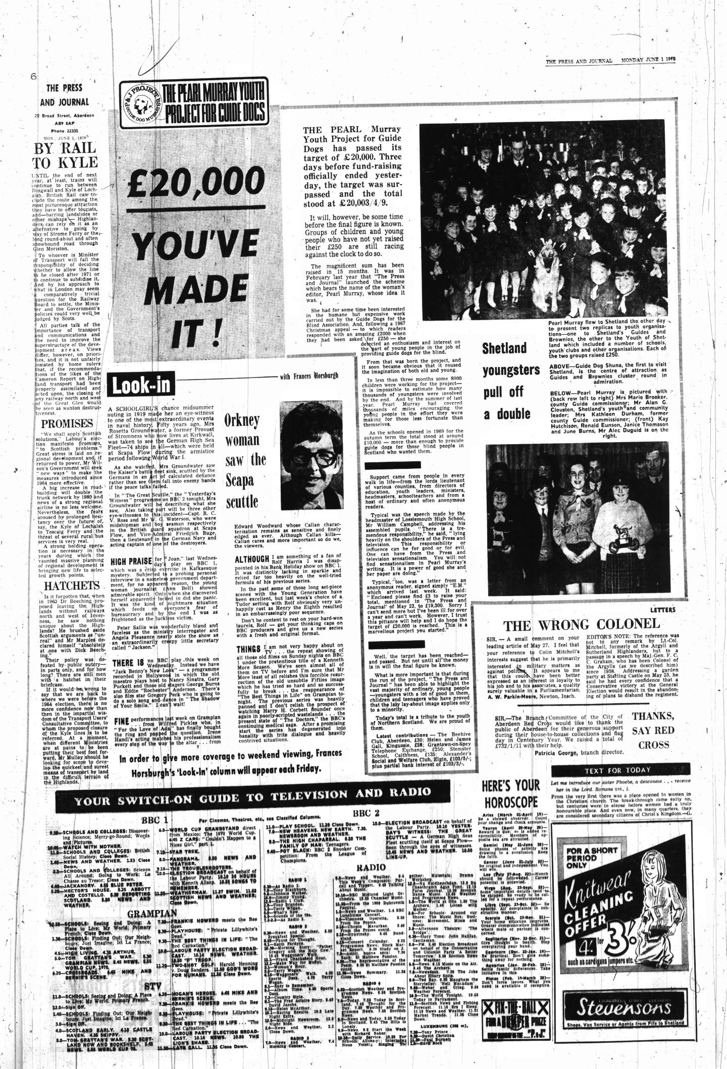 Newspaper article announcing that The Pearl Murray Youth Project had reached its goal
