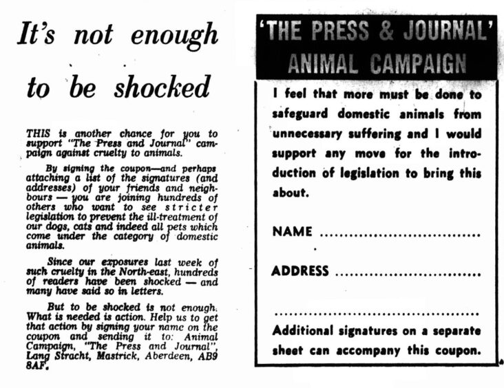 The P&J animal campaign signup form. Source: The British Newspaper Archive.