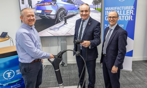 Trojan chief executive Ian Mackenzie, Richard Lochhead MSP and Scottish Enterprise head of investment Paul Funnell.