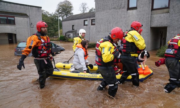 Brechin was devastated by Storm Babet. Image: PA.