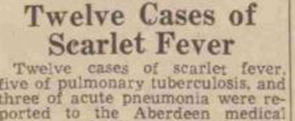 A headline reading 'twelve cases of scarlet fever'