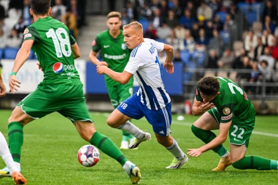 Topi Keskinen of HJK in action during the Conference League play-off against Farul Constanta. Image: Shutterstock