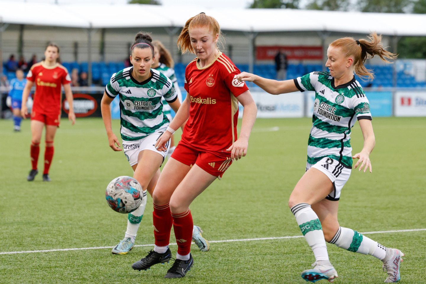 Aberdeen women's Eilidh Shore in action against Celtic at Cove Rangers' Balmoral Stadium