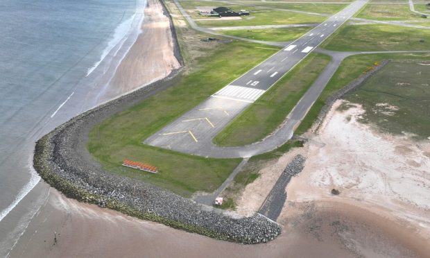An aerial view of Stornoway Airport, showing the new infrastructure.