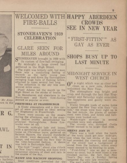 The fireballs glares can be seen for miles around. Supplied by British Newspaper Archive.