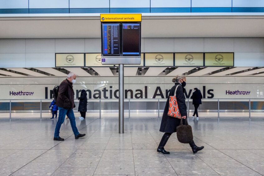 International arrivals at London Heathrow Airport.