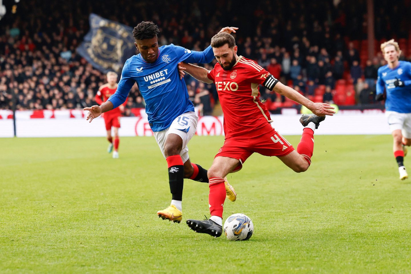 Aberdeen captain Graeme Shinnie in action during the 1-1 draw with Rangers at Pittodrie.