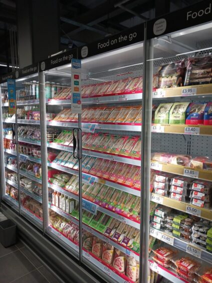Image shows the ready-to-go meal fridge inside Aberdeen's new Co-op
