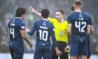 James Brown protests his red card for Ross County. Image: SNS
