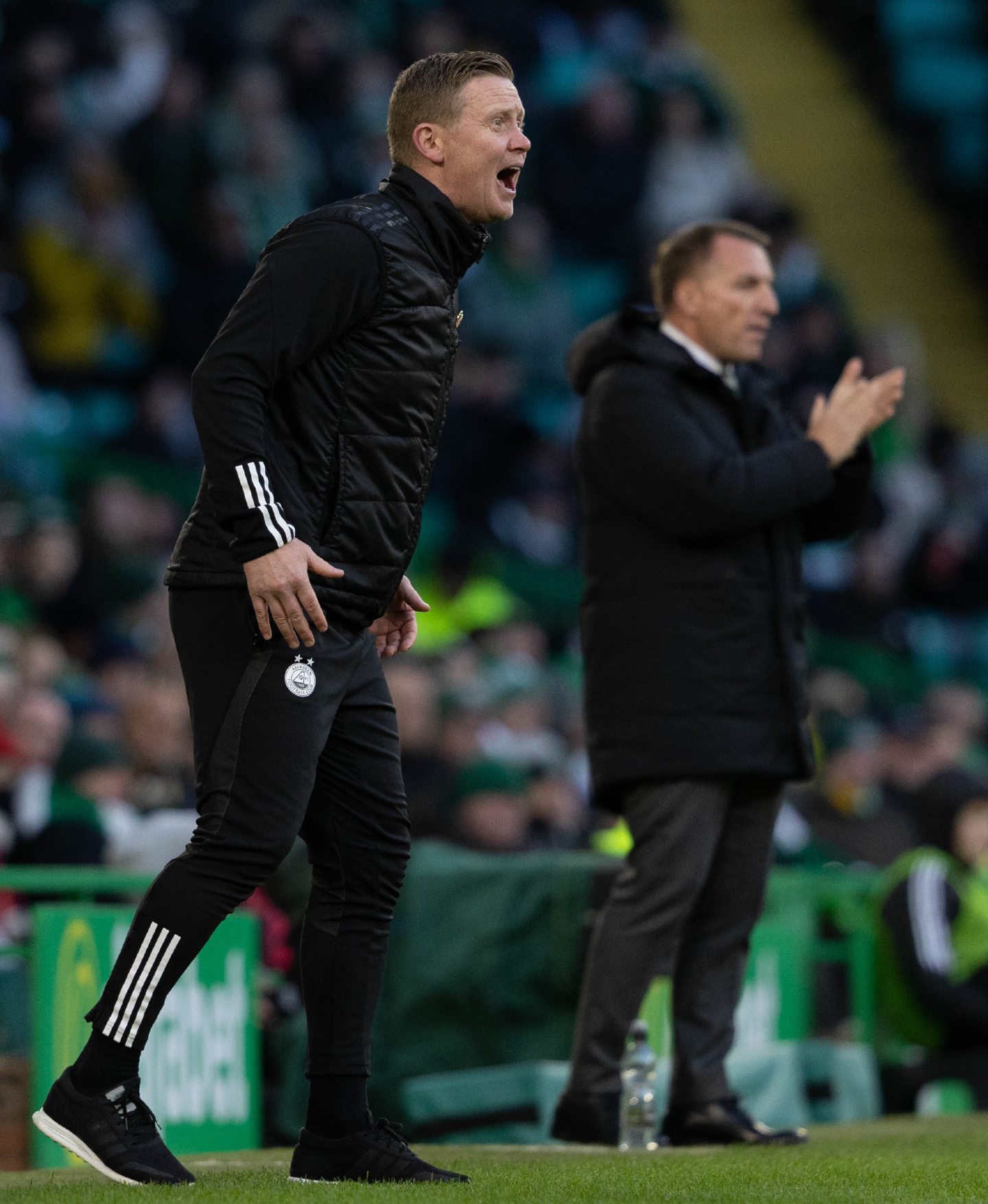 Aberdeen manager Barry Robson looks dejected during the 6-0 loss to Celtic at Parkhead. 