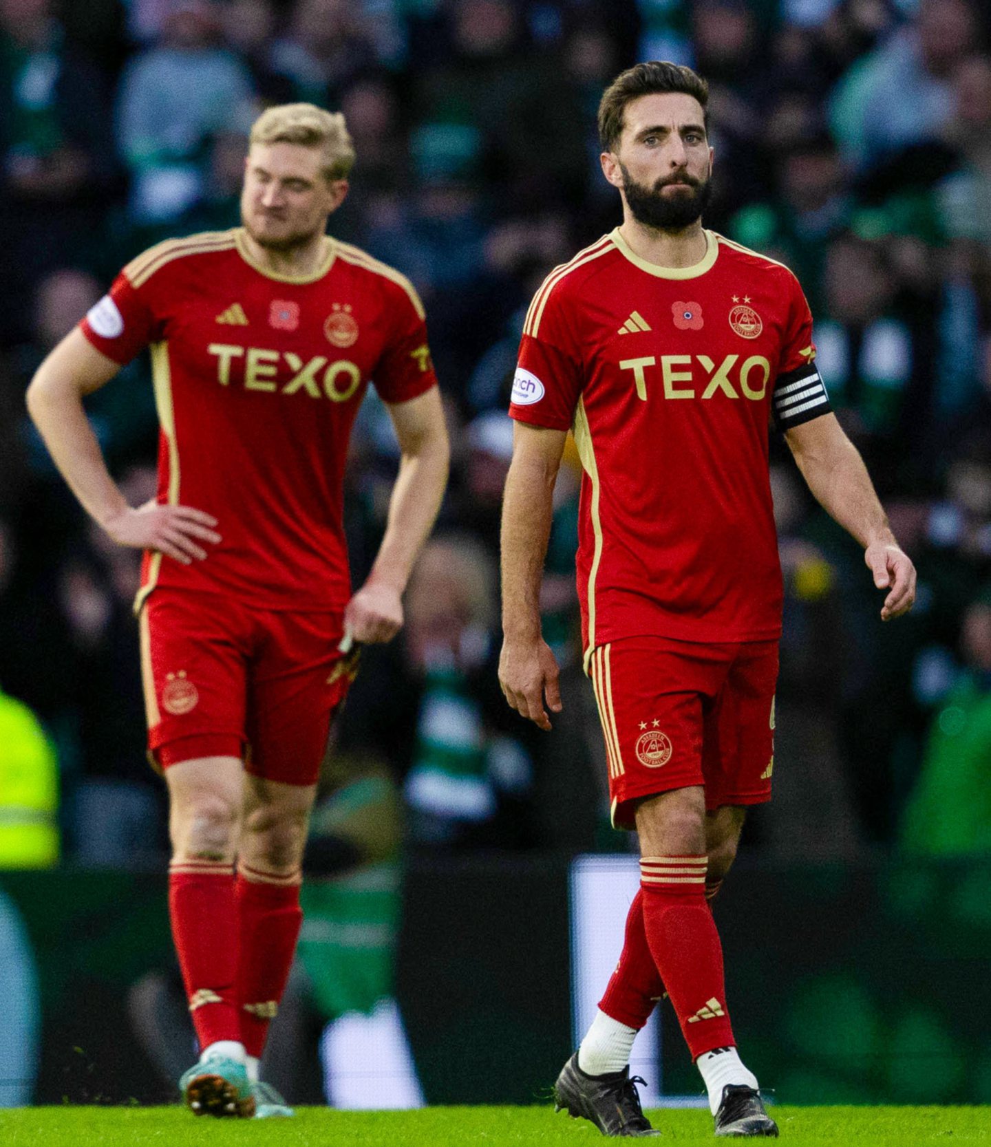 Aberdeen's Graeme Shinnie looks dejected during the 6-0 loss at Celtic 