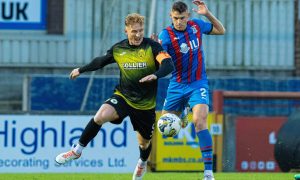 Caley Thistle defender Wallace Duffy, right, and Cowdenbeath's Robbie McNab.