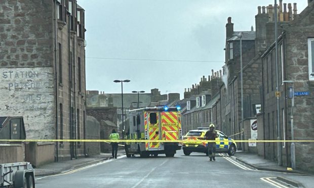 Emergency services at scene of Peterhead fire