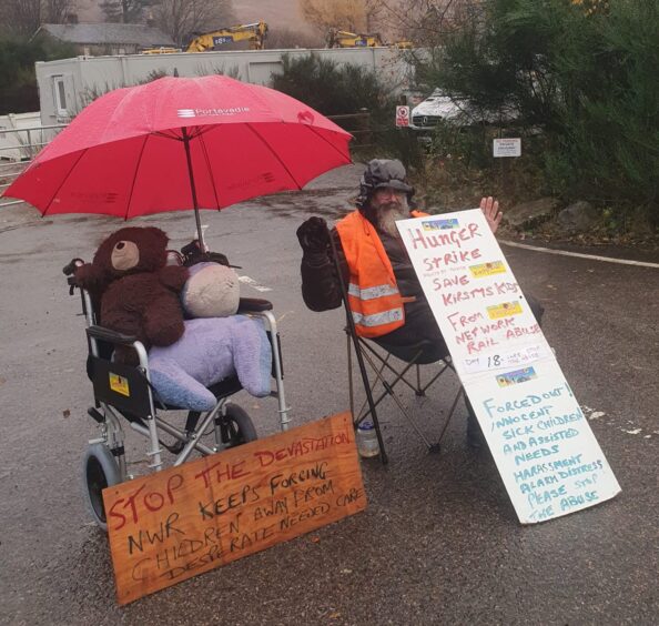 Kirsty’s Kids founder John Bryden during day 18 of his hunger strike against Network Rail.