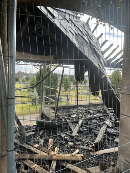 Pictures taken of the pavilion show the fire-stricken remains of the structure.