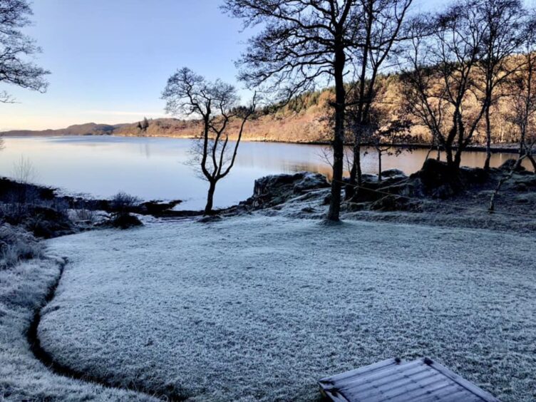 Achnamara at Loch Sween has a wintery view today.