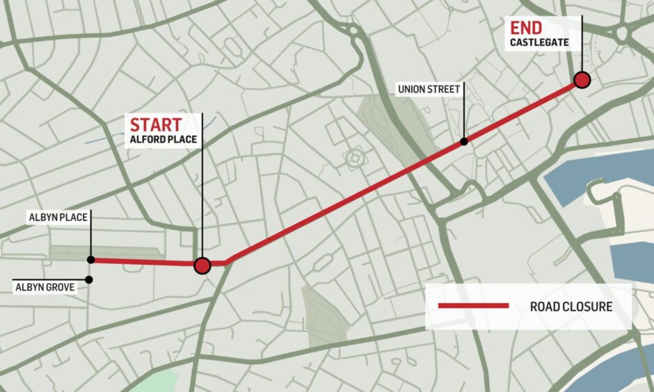 Aberdeen Christmas lights switch-on parade route map