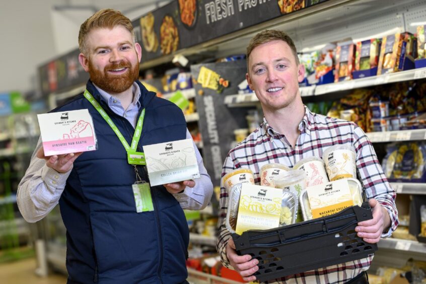 Asda store manager Andy Claase, left, with Douglas Stewart, managing director of Hebridean Food Company. 