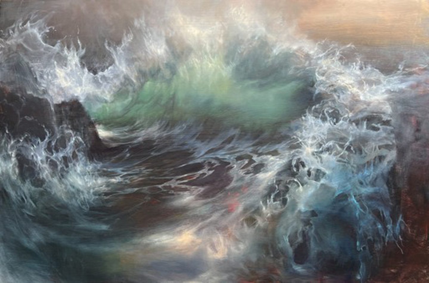 A painting of ocean waves