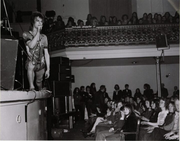 David Bowie entertains the Aberdeen Music Hall crowd. Supplied by DCT Archives.