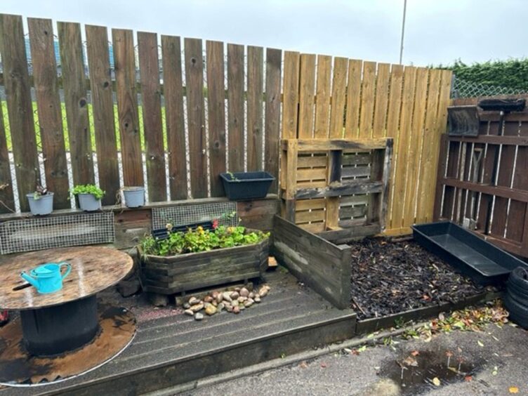 An outdoor allotment at an out of school club by Great Western Early Years. 