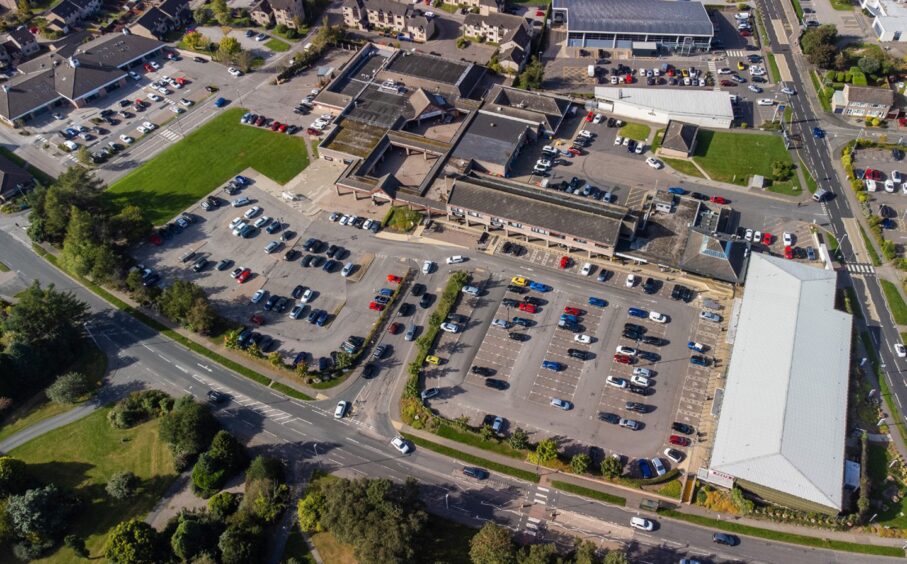 An aerial view of Westhill Shopping Centre, which is up for sale for offers over £11m.