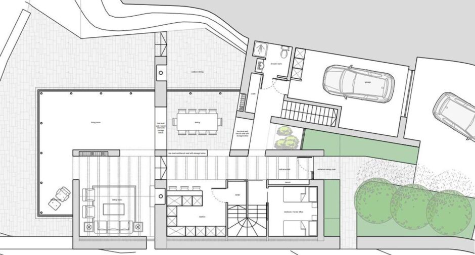 Floorplans for the new building, Hamish House, to be built on the site of the old Savile cottage.