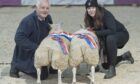 John Guthrie from Cuiltburn stood supreme champion in the lambs with a pair of home-bred, three-quarter Beltex.