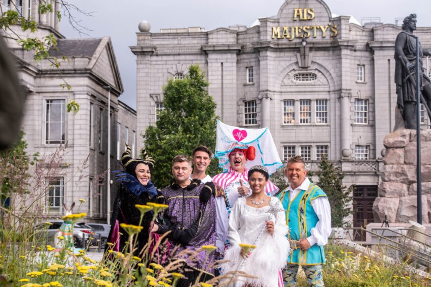 The cast pictured outside HMT in Aberdeen.