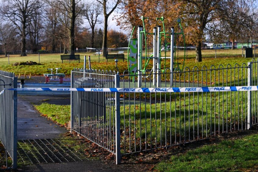 The play park within Eric Hendrie Park has been taped off by police