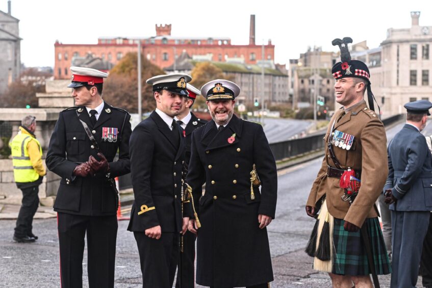 Men in uniform at Remembrance Sunday event in Aberdeen