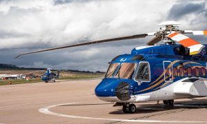 Offshore Helicopter Services UK aircraft in Dyce, Aberdeen.