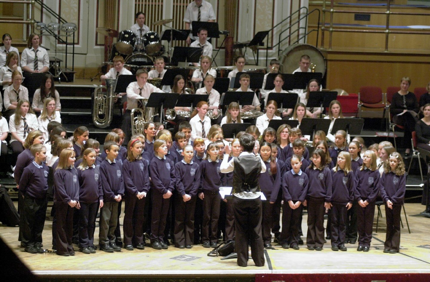 Strathburn Primary School Choir members performing during an EE carol concert