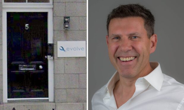 Evolve iiMS MD Robin Parkinson and the firm's office in the west end of Aberdeen.