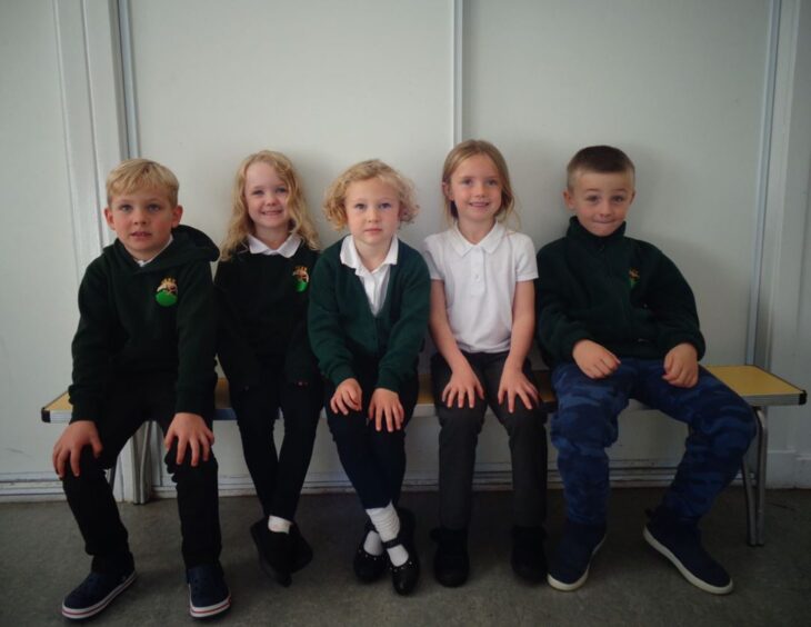 Five P1 pupils from Farr Primary School, Inverness.