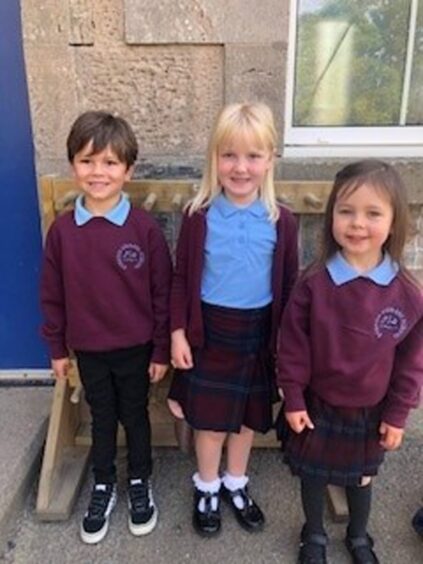 Fordyce Primary School's three primary 1 pupils