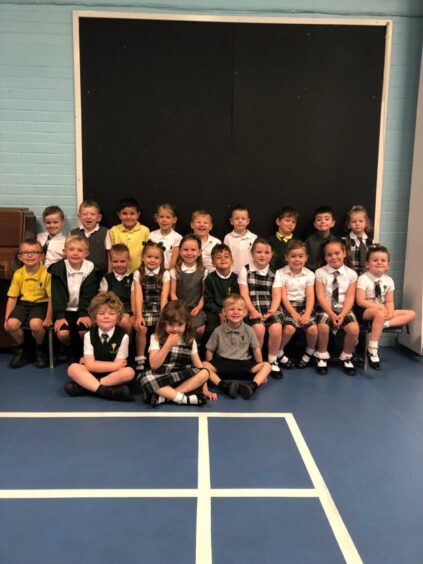 Class P1S at Fraserburgh South Park Primary School.