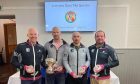 The winners of the Johnny Foxes Inverness Skins Curling competition, from left: Ewan MacDonald with Duncan Fernie, Andy Reid and Ewan Byers. Image: Brenda Macintyre