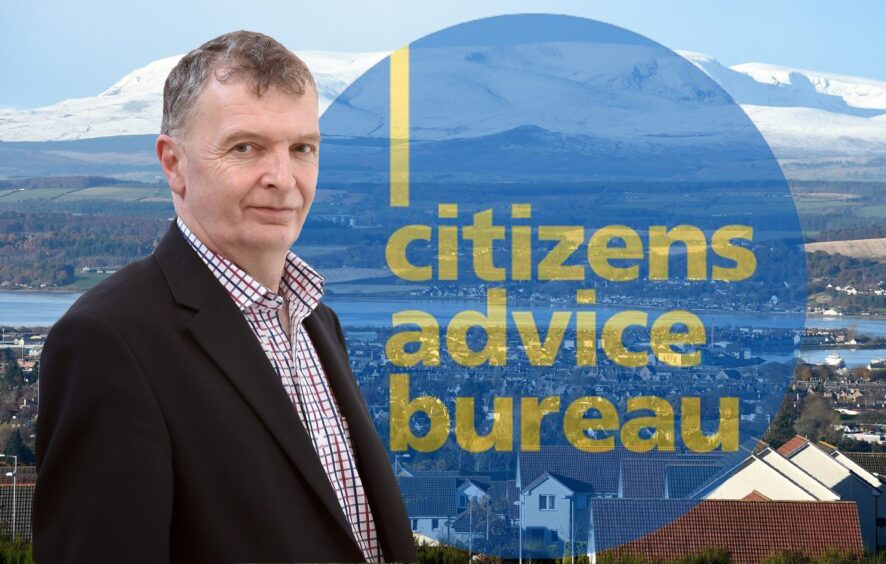 View over Inverness, Citizens Advice Bureau logo and Alasdair Christie