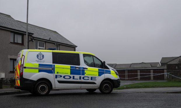 Police at the scene on Gallowhill Road, Fraserburgh.