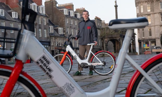 Scott Goodall, operations coordinator for the Big Issue eBikes, spoke to the Press and Journal about how the scheme has got on over the last 12 months. Image: Kenny Elrick/DC Thomson