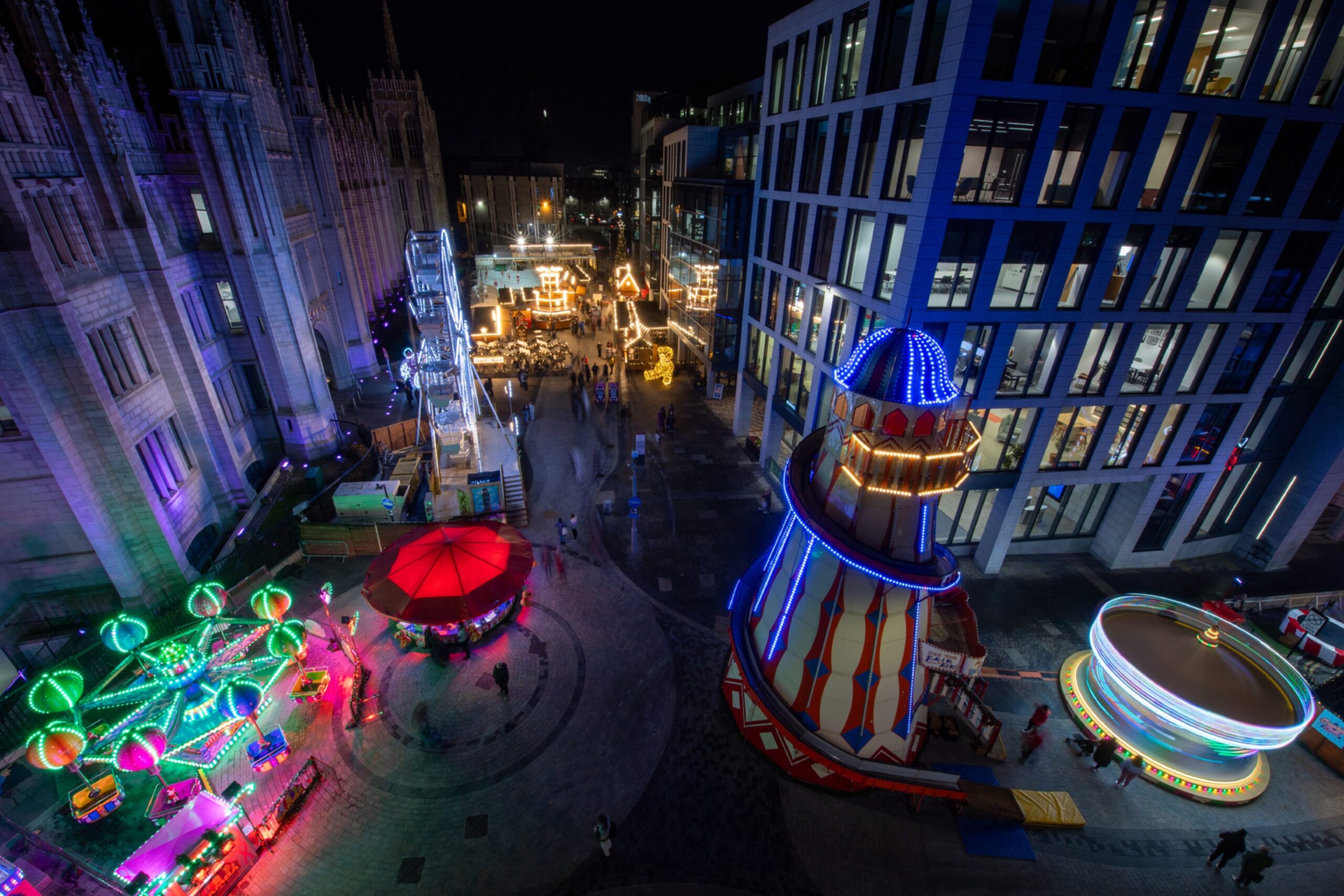 Aberdeen's Christmas Village from above.