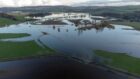 Drone images of flooding at Kintore, along the River Don in October. Picture by Kenny Elrick/DC Thomson.
