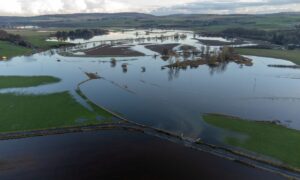 Drone images of flooding at Kintore, along the River Don in October. Picture by Kenny Elrick/DC Thomson.