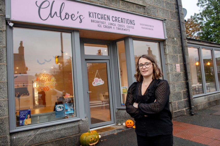Chloe outside her cafe in Alford. 
